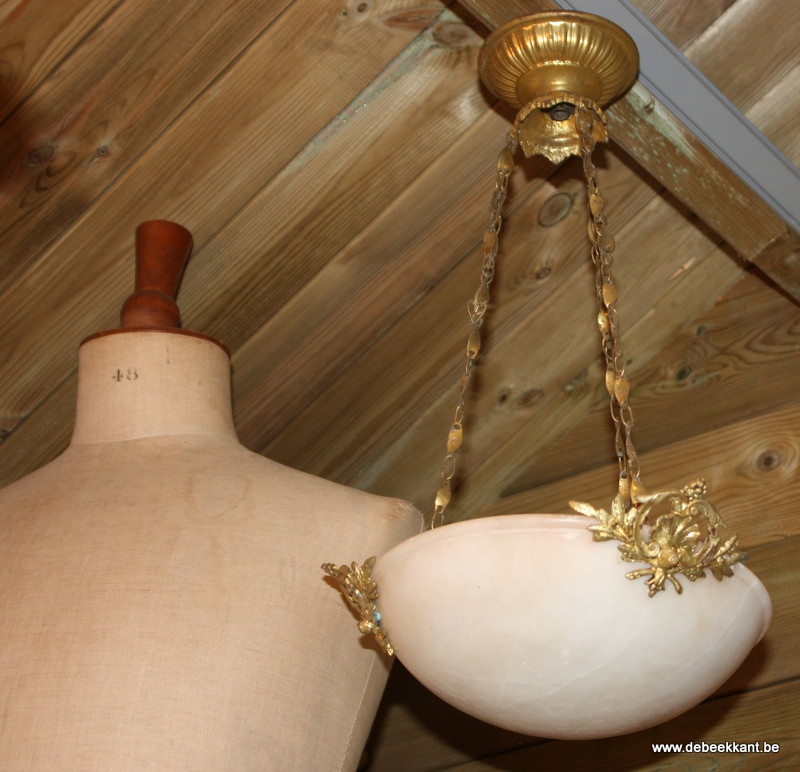 Antieke Franse luchter hanglamp albast